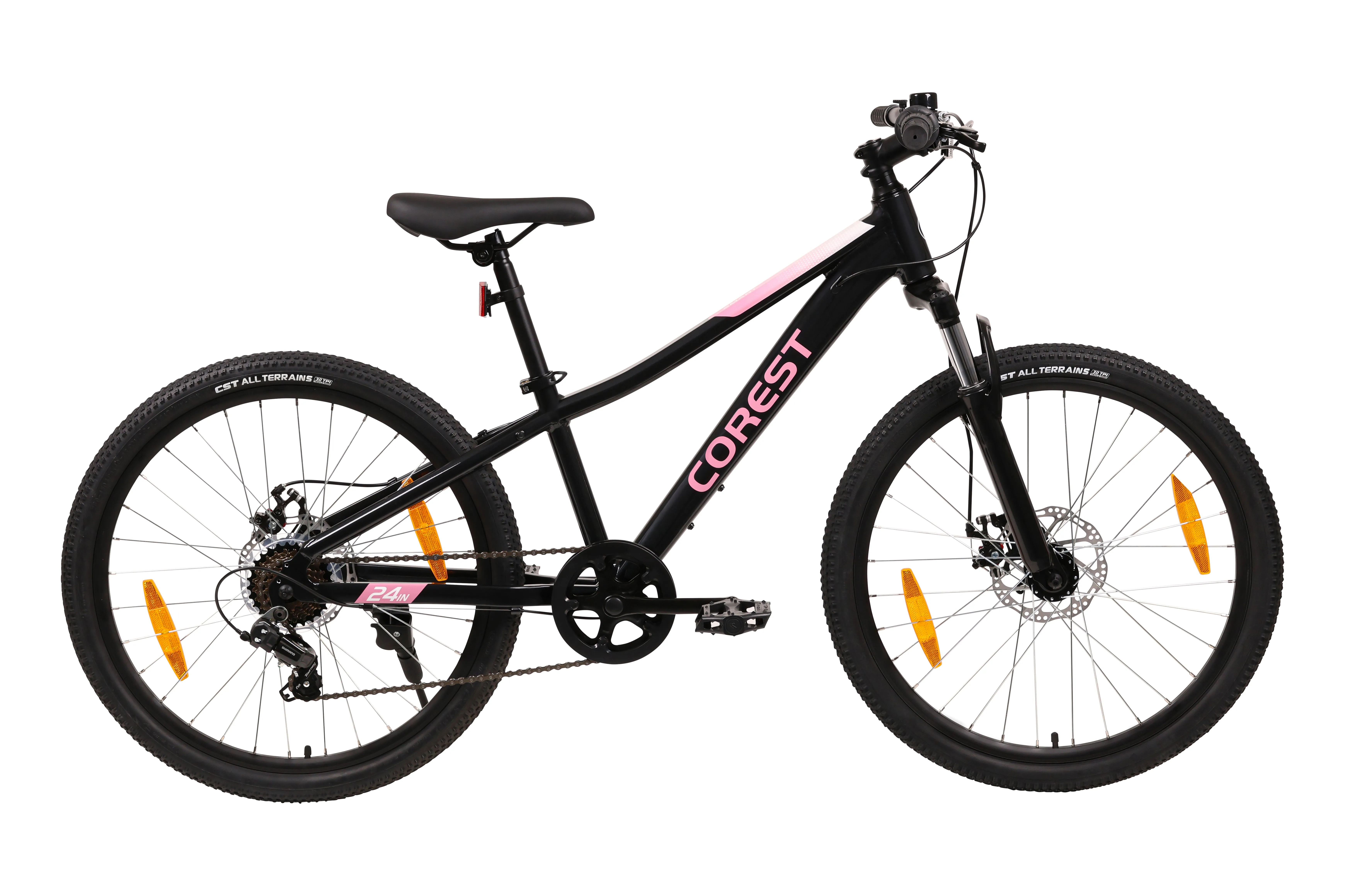 Bike COREST YUB024 24 Unisex 12" TOURNEY 1x7*Black-Pink glossy